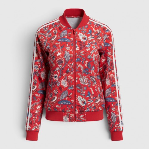 Adidas Neo Floral Print Track Jacket Red / Pre Owned